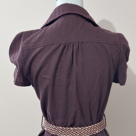 Cocoa Chanel Linen Ruched Shirtdress w Belt L (M) EUC - Picture 2 of 4
